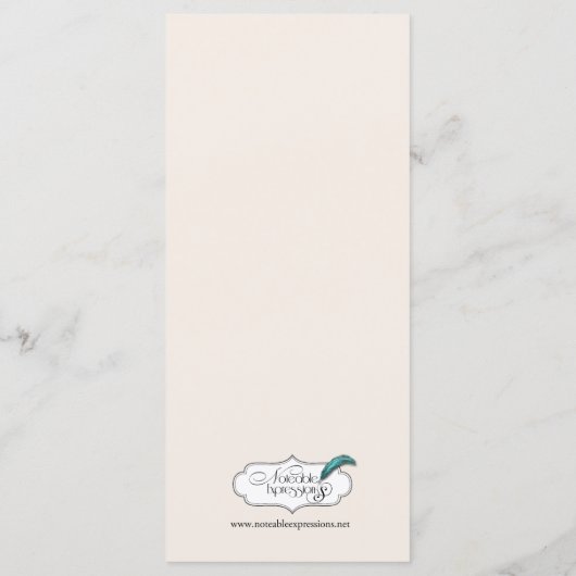 Rode Hart Boom op Ivoor Bruiloft Menu (Achterkant)