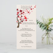 Rode Hart Boom op Ivoor Bruiloft Menu (Staand voorkant)