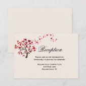 Rode Hart Boom op Ivoor Bruiloft Receptie Kaart (Voorkant / Achterkant)