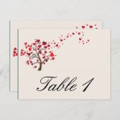 Rode Hart Boom op Ivoor Bruiloft Tafel Nummer Briefkaart (Voorkant / Achterkant)