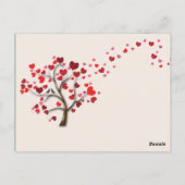 Rode Hart Boom op Ivoor Bruiloft Tafel Nummer Briefkaart (Achterkant)