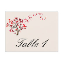 Rode Hart Boom op Ivoor Bruiloft Tafel Nummer