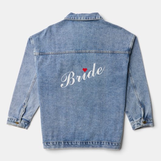 Rode Hart Bruid Bruids Bruiloft Bachelorette Party Denim Jacket (Achterkant)