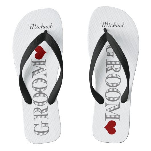 Rode Hart Bruidegom's Teenslippers (Voetbed)