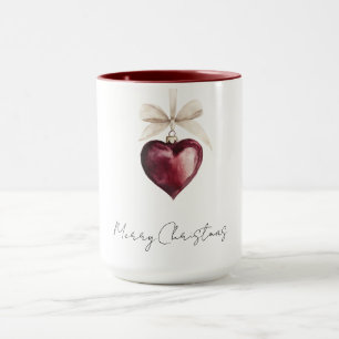 Rode Hart Crème Boog Kerstmis Mok