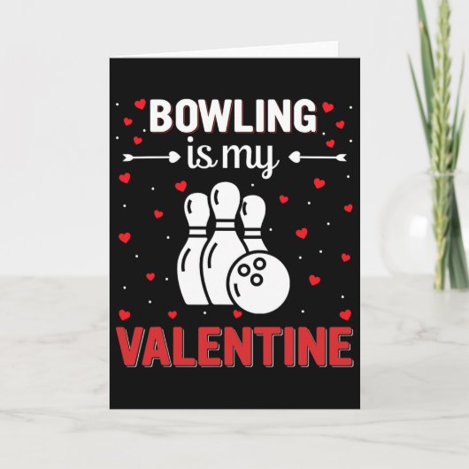 Rode Hart Cupido Liefde Grafisch Bowling Is Mijn V Kaart (Voorkant)