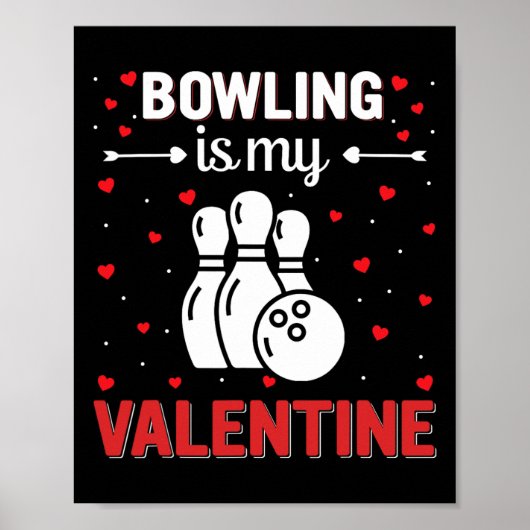 Rode Hart Cupido Liefde Grafisch Bowling Is Mijn V Poster (Voorkant)