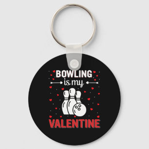 Rode Hart Cupido Liefde Grafisch Bowling Is Mijn V Sleutelhanger