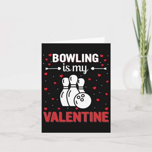 Rode Hart Cupido Liefde Grafische Bowling Is Mijn Kaart (Voorkant)