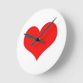 Rode Hart Cute Valentijnsdag Wit Aangepaste Kleur Ronde Klok (Hoek)