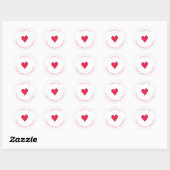 Rode Hart Dank Je Cute Minimalistische Aangepaste Ronde Sticker (Vel)