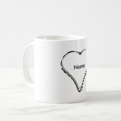 Rode hart dat wacht op een naam koffiemok (Voorkant links)