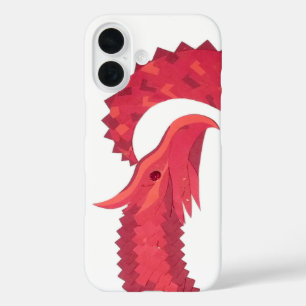 Rode hart draak op wit iPhone 16 hoesje