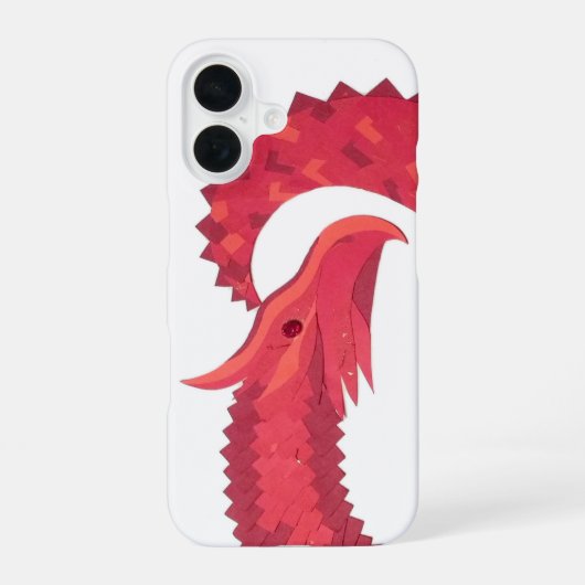 Rode hart draak op wit iPhone 16 hoesje (Achterkant)