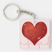 Rode Hart ECG-monitor Gezondheidszorg Sleutelhanger (Voorkant)