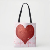 Rode Hart ECG-monitor Gezondheidszorg Tote Bag (Voorkant)