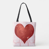 Rode Hart ECG-monitor Gezondheidszorg Tote Bag (Achterkant)