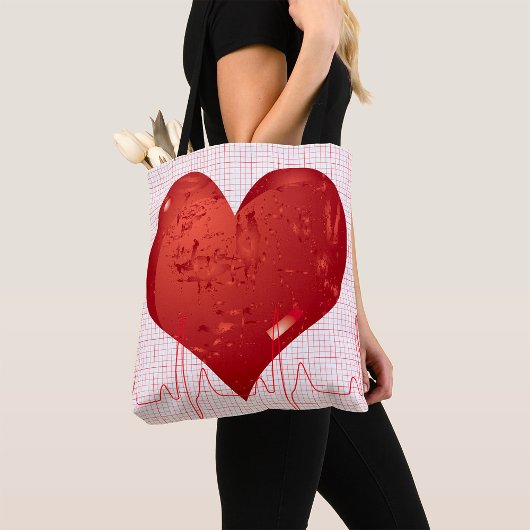 Rode Hart ECG-monitor Gezondheidszorg Tote Bag