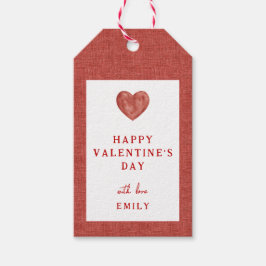 Rode Hart Eenvoudig Gelukkig Valentijnsdag Tags Cadeaulabel