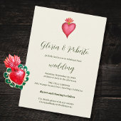 Rode Hart en Bloem Mexicaanse Bruiloft Kaart