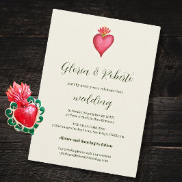 Rode Hart en Bloem Mexicaanse Bruiloft Kaart