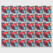 Rode Hart en Chrome Stethoscoop Gezondheidszorg Cadeaupapier (Vlak)