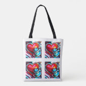 Rode Hart en Chrome Stethoscoop Gezondheidszorg Tote Bag (Achterkant)