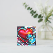 Rode Hart en Chrome Stethoscoop Gezondheidszorg Vierkante Visitekaartje (Staand voorkant)