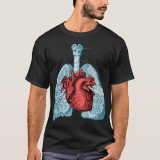 Rode Hart en longen Menselijke Anatomie T-shirt