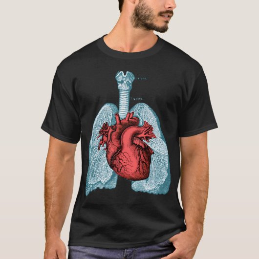Rode Hart en longen Menselijke Anatomie T-shirt (Voorkant)
