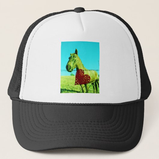 Rode Hart en Paard Trucker Pet (Voorkant)