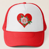 RODE HART EN ROOS VOOR VALENTIJN TRUCKER PET (Voorkant)