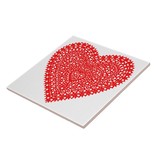 Rode Hart Fancy Grafisch Patroon Tegeltje (Zijkant)