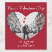 Rode Hart Foto Wijn Etiket (Enkel label)