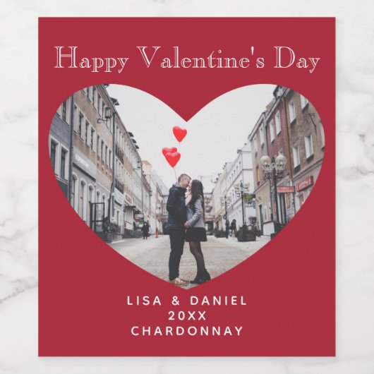 Rode Hart Foto Wijn Etiket (Enkel label)