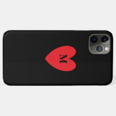 Rode Hart Geborduurde Initiële Naam Zwart Cool Case-Mate iPhone Case (Achterkant (horizontaal))