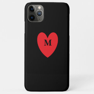 Rode Hart Geborduurde Initiële Naam Zwart Cool Case-Mate iPhone Case