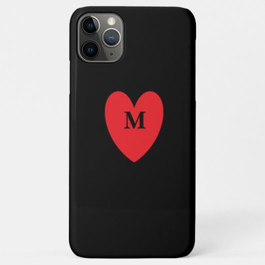 Rode Hart Geborduurde Initiële Naam Zwart Cool Case-Mate iPhone Case (Achterkant)
