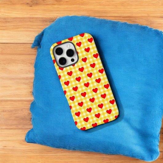 Rode Hart Geel Gingham Schattigee Valentijnsdag Gi Case-Mate iPhone Case