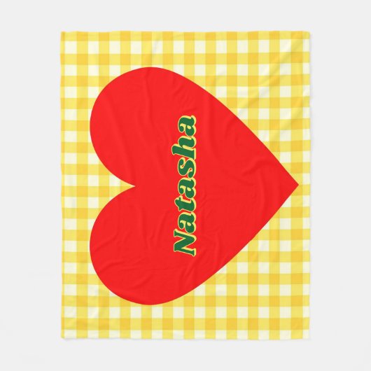 Rode Hart Geel Gingham Valentijnsdag Gift Fleece Deken (Voorkant)