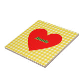 Rode Hart Geel Gingham Valentijnsdag Tegeltje (Zijkant)