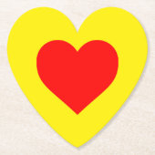 Rode Hart Geel Kartonnen Onderzetters (Voorkant)