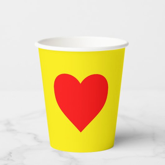 Rode Hart Geel Papieren Bekers (Voorkant)