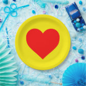 Rode Hart Geel Papieren Bordje (Feest)