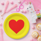 Rode Hart Geel Papieren Bordje (Feest)
