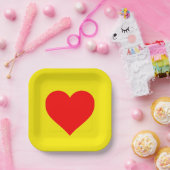 Rode Hart Geel Papieren Bordje (Feest)