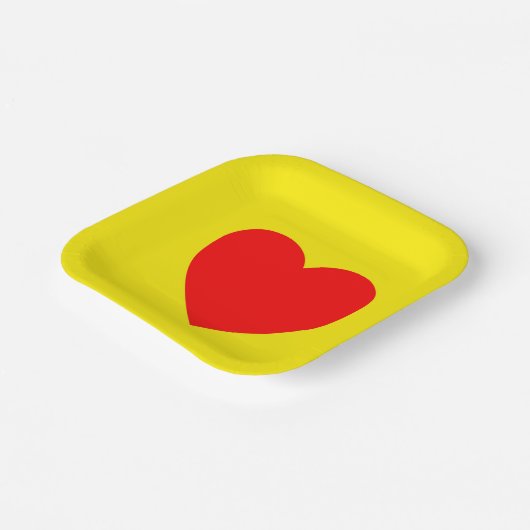Rode Hart Geel Papieren Bordje (Gebogen)
