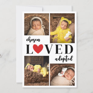Rode Hart Gekozen Geliefd Geadopteerd Fotocollage Aankondiging