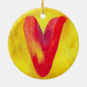 Rode hart Gele achtergrond  Ornament (Achterkant)
