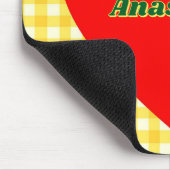 Rode Hart Gele Gingham Valentijnsdag Muismat (Hoek)